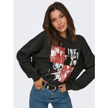 Only Kadın Önü Baskılı Bisiklet Yaka Sweatshirt 15312656