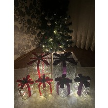 Velovis Dekoratif Yılbaşı Özel Yılbaşı Ağacı Altı LED Işıklı Hediye Kutusu Seti (Noel Süsü)