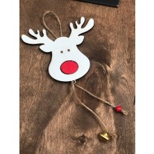 Masalsı Concept Yeni Yıl Ağacı Ahşap Geyik Yılbaşı Süsü 3 Adet Kırmızı Burunlu Zil Ve Boncuklu Geyik