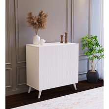 Suba Home Subahome 80 cm Beyaz Mdf Minimalist Çok Amaçlı 2 Kapaklı Konsol - Şıklığın ve Modernliğin Buluştuğu Nokta