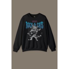 So Cool Meowtallica Rock Cat Metallica Gitar Kedi Kısa Kollu Baskılı Baskılı Sweatshirt