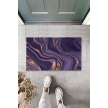Stok Shop Dekoratif Dijital Modern Dalgalı Lila  Kapı Paspası Dış Mekan Paspas