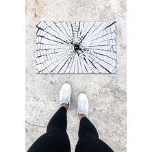 Stok Shop Dijital Baskı Beyaz Dış ve Iç Mekan Kırık Cam Desen Kapı Önü Paspası