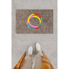 Dijital Baskı Dekoratif Halka Çok Renkli Kapı Önü Paspası