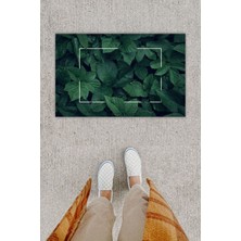 Dijital Baskı Dekoratif Doğal Yaprak Yeşil Kapı Önü Paspası