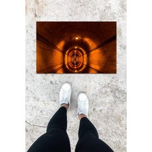 Dijital Baskı Yeşil Dış ve Iç Mekan Doğal Taş Desen Kapı Önü Paspası