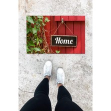 Dijital Baskı Kırmızı Dış ve Iç Mekan Yaprak Desen Kapı Önü Paspası