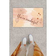 Stok Shop Dijital Baskı Dekoratif Çiçek Pudra Kapı Önü Paspası