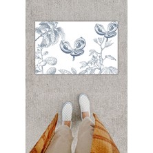 Stok Shop Dijital Baskı Dekoratif Çiçek Krem Kapı Önü Paspası