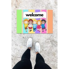 Dijital Baskı Yeşil Dış ve Iç Mekan Doğal Taş Desen Kapı Önü Paspası