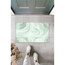 Dijital Baskı Yeşil Dış ve Iç Mekan Doğal Taş Desen Kapı Önü Paspası