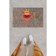 Stok Shop Dijital Baskı Dekoratif Kral Gri Kapı Önü Paspası