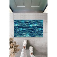 Dijital Baskı Yeşil Dış ve Iç Mekan Doğal Taş Desen Kapı Önü Paspası