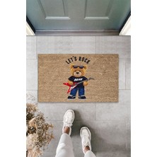 Stok Shop Dış ve Iç Mekan Bej Kapı Önü Paspası Let's Rock Ayıcık Desen Paspas
