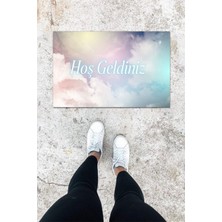 Stok Shop Dijital Baskı Mavi Dış ve Iç Mekan Bulut Desen Kapı Önü Paspası