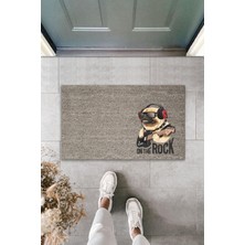 Stok Shop Dijital Baskı Yeşil Dış ve Iç Mekan Doğal Taş Desen Kapı Önü Paspası