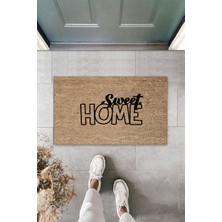 Stok Shop Dış ve Iç Mekan Bej Kapı Önü Paspası Sweet Home Desen Paspas