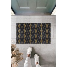 Stok Shop Dış ve Iç Mekan Siyah-Gold Kapı Önü Paspası Zigzag Desen Paspas