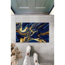 Stok Shop Çok Amaçlı Dijital Modern Dalgalı Lacivert Kapı Paspası Dış Mekan Paspas