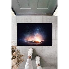 Stok Shop Dekoratif Dijital Galaxy El Lacivert Kapı Paspası Dış Mekan Paspas