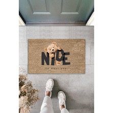 Dijital Baskı Yeşil Dış ve Iç Mekan Doğal Taş Desen Kapı Önü Paspası