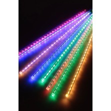 Hazar Led 8’Li RGB Meteor Led Işık Yağmur Işıkları Eklenebilir IP65 Dış Mekan Dekoratif Yılbaşı Süsü