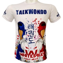 WhiteFace Taekwondo Özel Tasarım Baskılı Tişörtü (Beyaz)