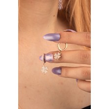 Byes 925 Ayar Gümüş Sallantılı Yonca Küpe