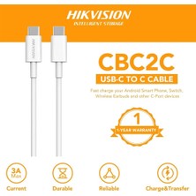 Hıkvısıon 2'li Type-C To Type-C USB Kablo 1 Metre Hızlı Şarj 20V/3A Güç Çıkışı Data Kablosu 60W'A Kadar