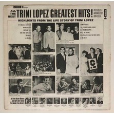 Trini Lopez Greatest Hits Lp Plak (1966 Orjinal Avrupa Baskı)