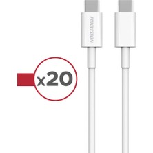 Hıkvısıon 20'li Type-C To Type-C USB Kablo 1 Metre Hızlı Şarj 20V/3A Güç Çıkışı Data Kablosu 60W'A Kadar