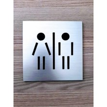 Yönline Metal Görünümlü Wc Tabelası - 10 x 10 cm