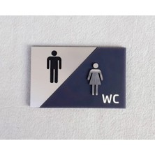 Yönline Metal Görünümlü Kabartma Wc Yönlendirme Tabelası 10X15