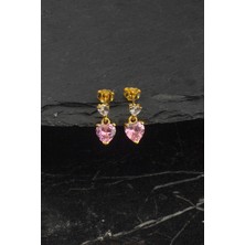 Byes 925 Ayar Gümüş Sallantılı Kalp Küpe