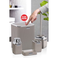 Okyanus Home Kahverengi Çizgili Krom 5'li Banyo Seti