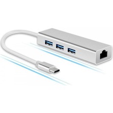 Koodmax Type C To 3 Port USB 3.0 Hub Çoklayıcı Ethernet Macbook