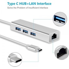 Koodmax Type C To 3 Port USB 3.0 Hub Çoklayıcı Ethernet Macbook