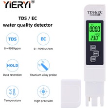 Sourcingasia Yıeryı Tds Ec Metre Sıcaklık Test Cihazı Kalem Arkadan Aydınlatmalı 3 In 1 Iletkenlik Su Kalitesi Test Cihazı Tds ve Ec Test Cihazı 0-5000PPM (Yurt Dışından)