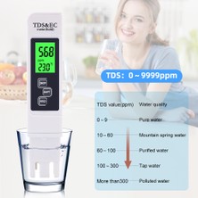 Sourcingasia Yıeryı Tds Ec Metre Sıcaklık Test Cihazı Kalem Arkadan Aydınlatmalı 3 In 1 Iletkenlik Su Kalitesi Test Cihazı Tds ve Ec Test Cihazı 0-5000PPM (Yurt Dışından)