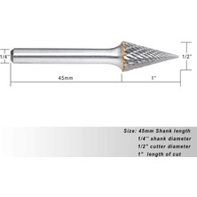 Sourcingasia Xhhdqes Tungsten Karbür Çapak Sivri Koni Şekli Çift Kesim Döner Çapak Dosyası 70X12MM 1/4 Inç Şaft Çapı (Yurt Dışından)