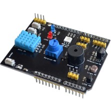 Sourcingasia DHT11 LM35 Sıcaklık Nem Sensörü Çok Fonksiyonlu Genişletme Kartı Adaptörü Arduino Uno R3 Rgb LED Ir Alıcı Buzzer I2C (Yurt Dışından)