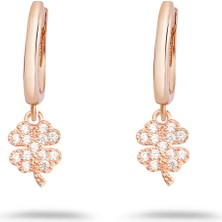 Byes 925 Ayar Gümüş Yonca Sallantılı Küpe