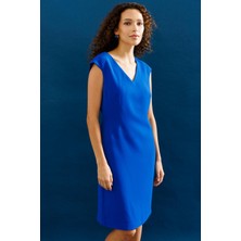 Ekol Minimalist V Yaka Midi Elbise - Günlük & İş