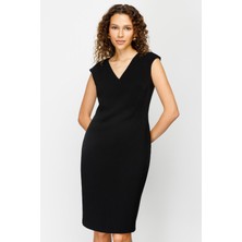 Ekol Minimalist V Yaka Midi Elbise - Günlük & İş