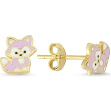 Altın Mineli Kedi Çocuk Küpesi