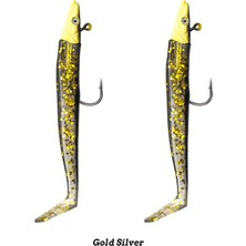 Fujin Zand Eel 11CM 7GR-14GR Double Body+Head Silikon Balık - Gold Silver