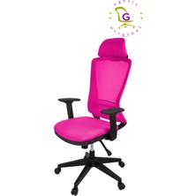 Egesit Ofis Fileli ve Başlıklı Çalışma Koltuğu Tokyo-30 Pembe Renk