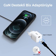 Bix BXMG20 15W Manyetik Kablosuz Şarj Cihazı ve 20W GaN Type-C PD Şarj Adaptörü Beyaz iPhone 12/13/14/15 uyumlu