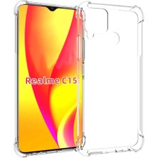 HappyCase  Realme C15 Köşeli Şeffaf Anti Shock Silikon Kılıf