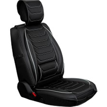 AG Store 
seat Leon Uyumlu Lüks Yarı Deri Oto Koltuk Kılıfı Ön/arka Set (Roma) Siyah-Beyaz